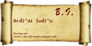 Bródi Iván névjegykártya